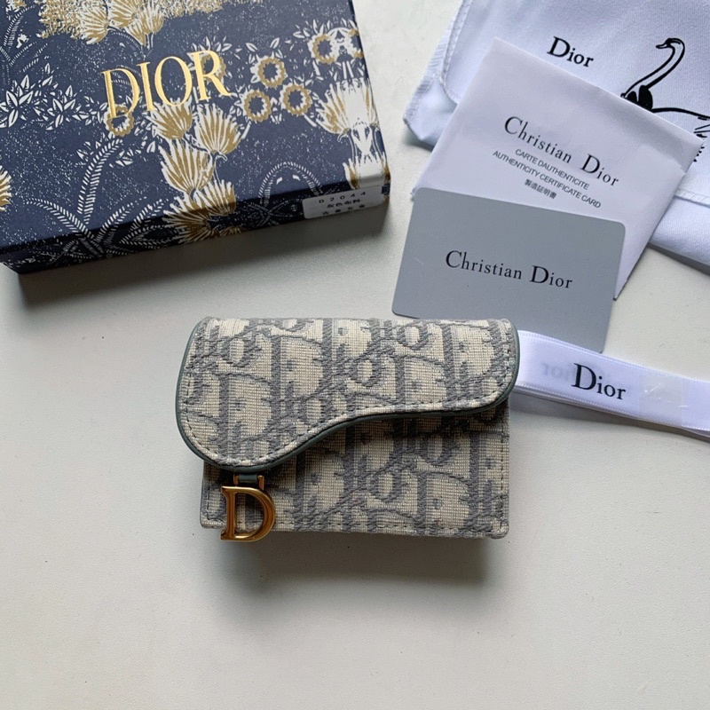 Ví ngắn/ ví mini nữ dạng nắp bấp bình yên ngựa thương hiệu thời trang cao cấp Dior CD chất liệu da thật nhập khẩu