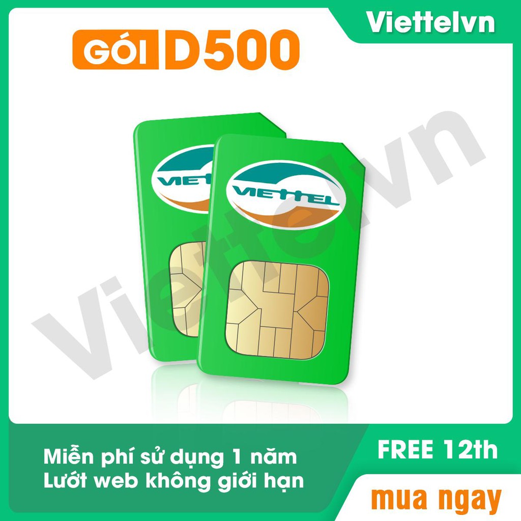 SIM 4G Viettel 12F90 Trọn Gói 1 Năm Gọi 1 Tỷ Phút Tặng 60Gb Data - Miễn Phí 12 Tháng Không Phải Nạp Tiền