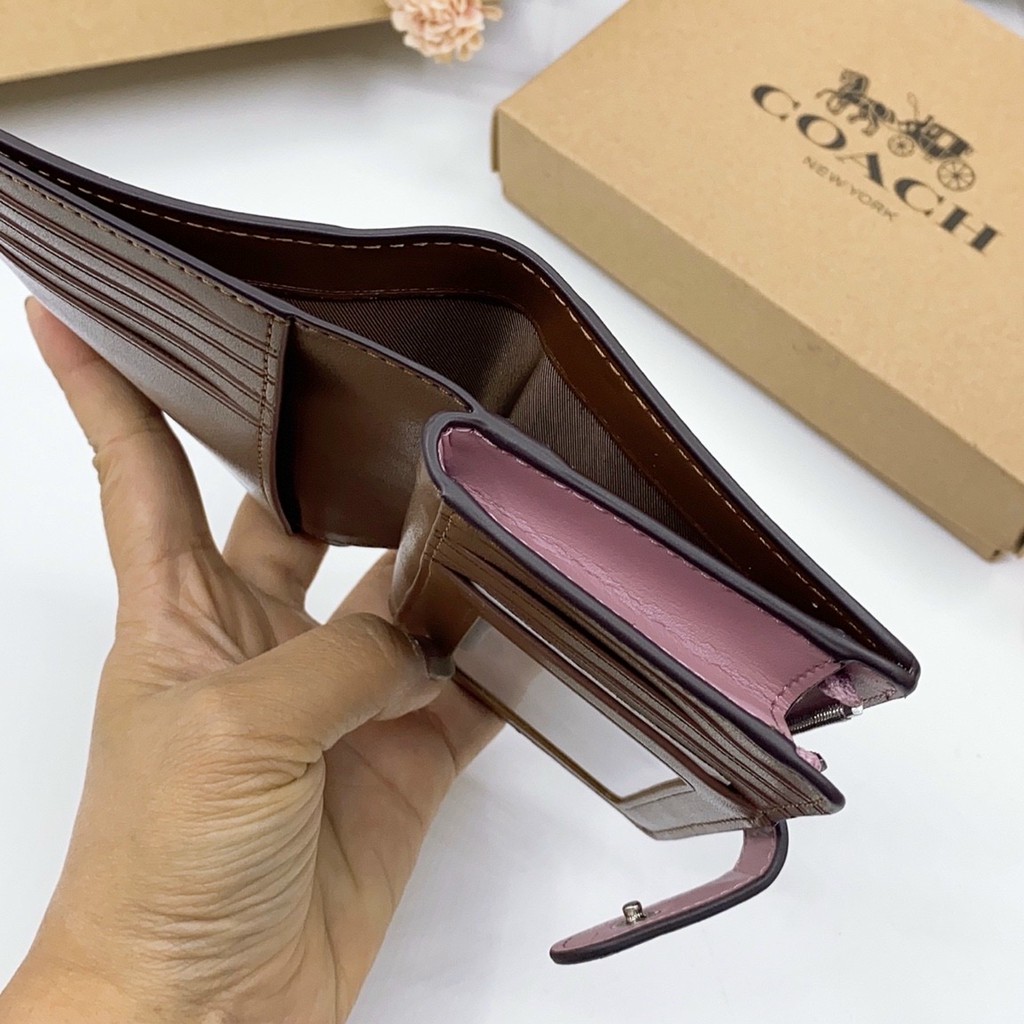 ví Ngắn Nữ Coach Medium Corner Zip Wallet In Signature Canvas