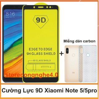 Cường Lực 9D Full Màn Xiaomi Note 5 Pro & Miếng dán lưng Carbon