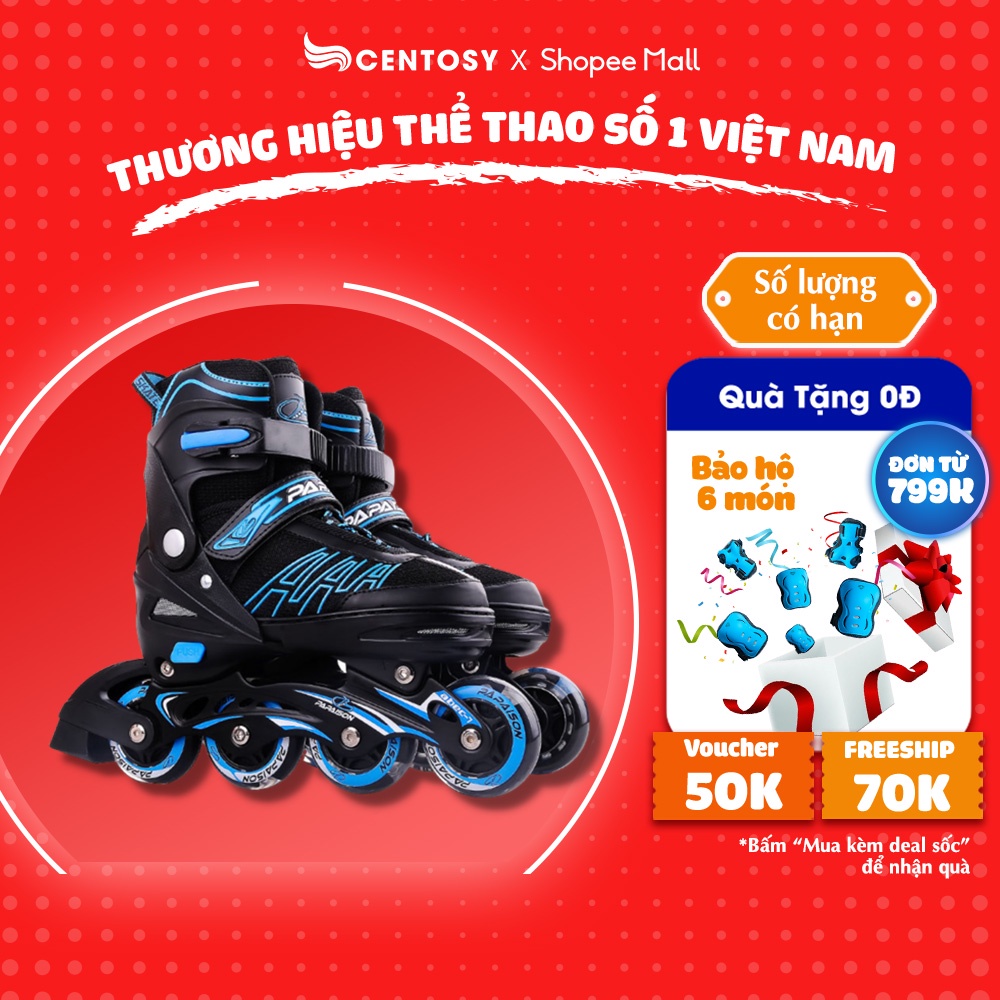Giày Patin Trẻ Em Giá Rẻ - Centosy Papaison A3 - 8 Bánh Phát Sáng, Form Chắc Chắn