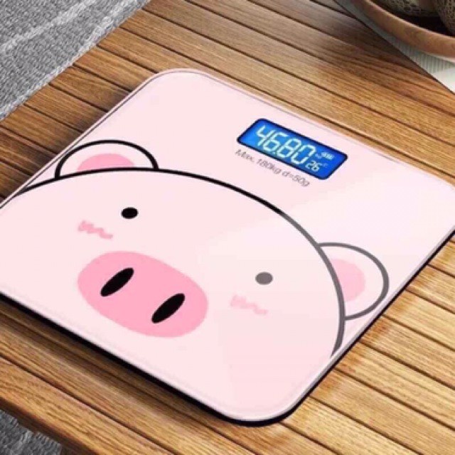 Cân ĐIện Tử Cân Sức Khỏe Khối Lượng Từ 0,5kg Đến 180kg Thay Pin AAA Hình Lợn Hồng