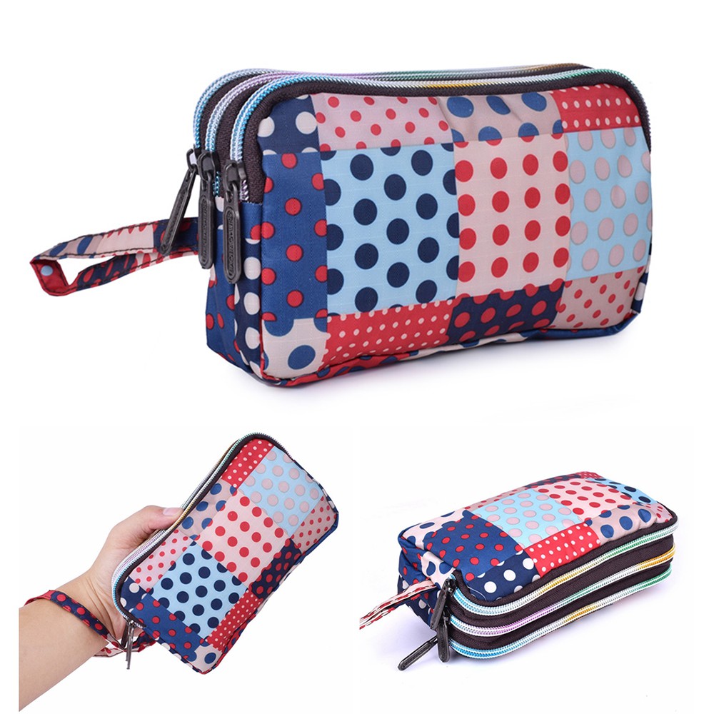 Ví Đựng Tiền/Điện Thoại Mini Vải Canvas In Hoa Chống Thấm Nước Có Ngăn Đựng Thẻ Thời Trang Cho Nữ