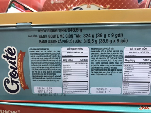 BÁNH GOUTE HỘP THIẾC 643.5g/ 429g CÓ NHẠC KÈM TÚI XÁCH làm quà xinh lắm- HÀNG TẾT 2021