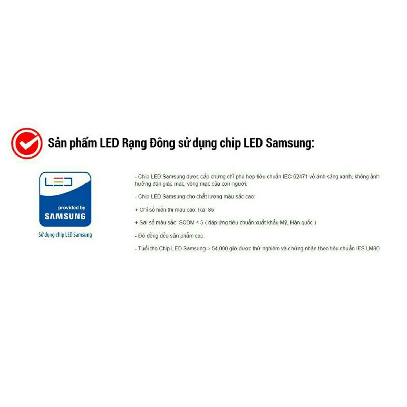 Bóng LED Rạng Đông,chíp LED SAMSUNG,2 Năm bảo hàng