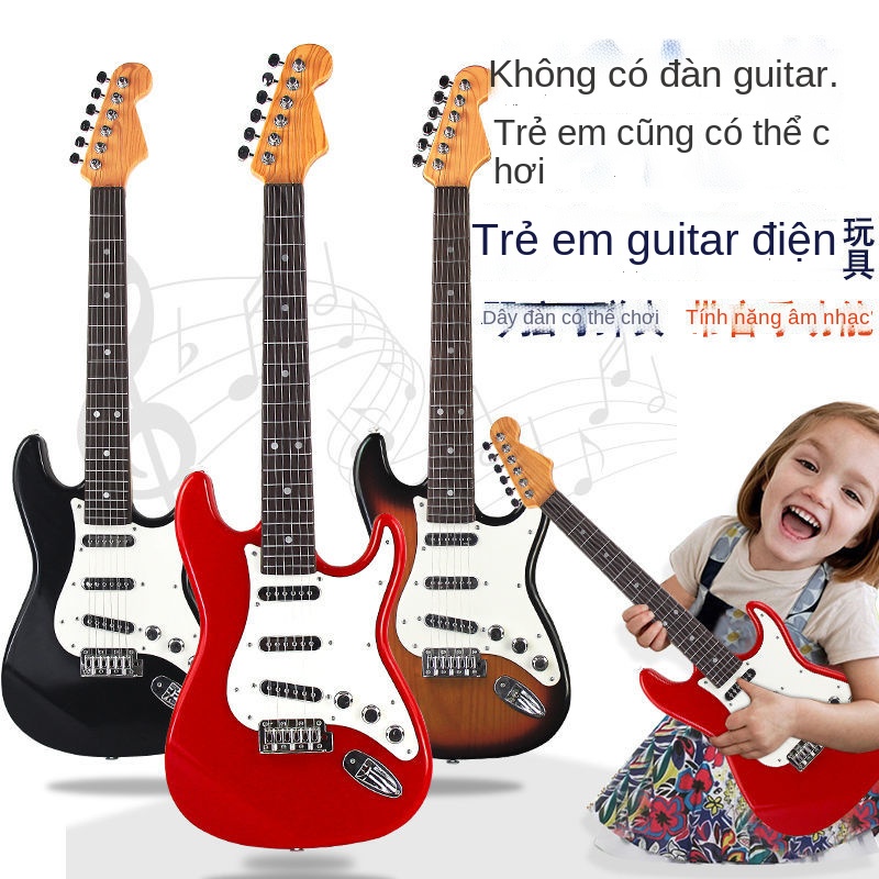 ECó thể chơi trẻ em bé trai mô phỏng bass guitar điện đồ âm nhạc giáo dục sớm câu đố 6 dây cho người mới bắt đầu nhập mô