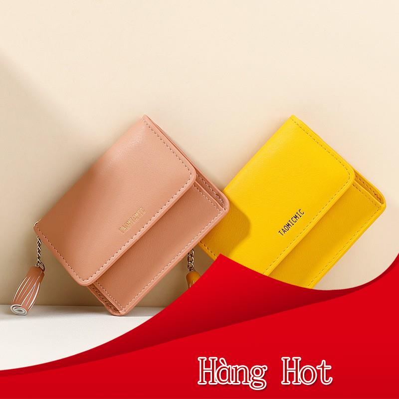Ví Bóp Nữ Gấp 3 Nhỏ Gọn TAOMICMIC Da Mềm Mại Khóa Cúc Bấm Độc Đáo - CHU DODO