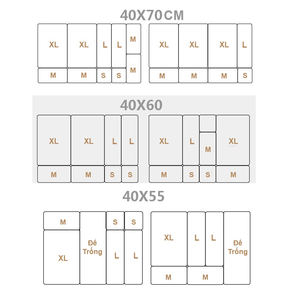 Bộ Khay Chia Ngăn Kéo Tủ nhiều size Nâu dễ sử dụng, mica nâu xịn - NHÀ GỌN KHÔNG CẦN DỌN
