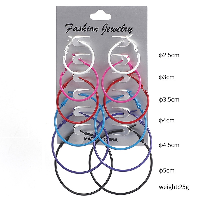 Set 6 Cặp Bông Tai Khoen Tròn Thời Trang Nữ