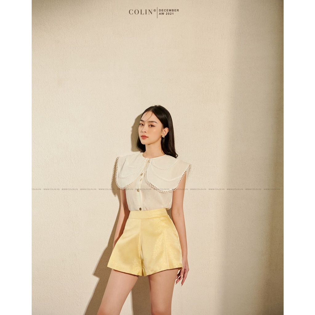 [COLIN CLOTHING] Quần short nữ taffta gân ánh li vàng