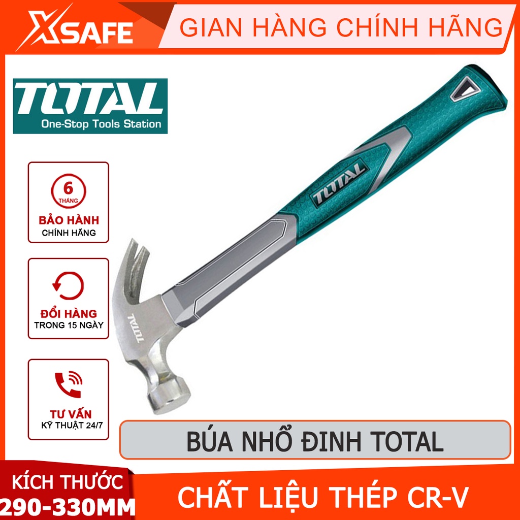 Búa nhổ đinh TOTAL Búa cầm tay mini đầu thép carbon 45# chịu nhiệt, độ cứng vượt trội, chống oxi hóa cao - [XSAFE]