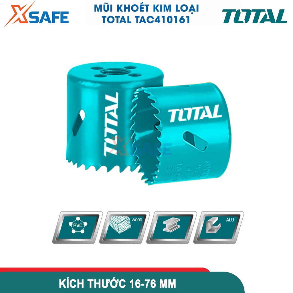 Mũi khoét kim loại TOTAL đường kính 16-76mm, độ cắt sâu 38mm, chất liệu HSS M3 Bi-metal [CHÍNH HÃNG]
