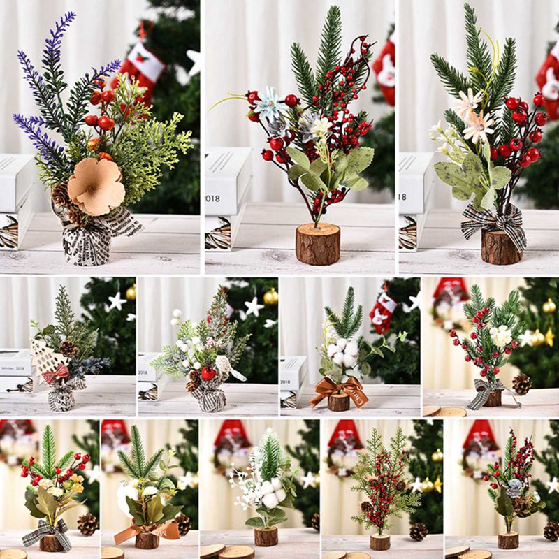 Tmdbyx Cây thông mini để bàn dễ thương trang trí giáng sinh
