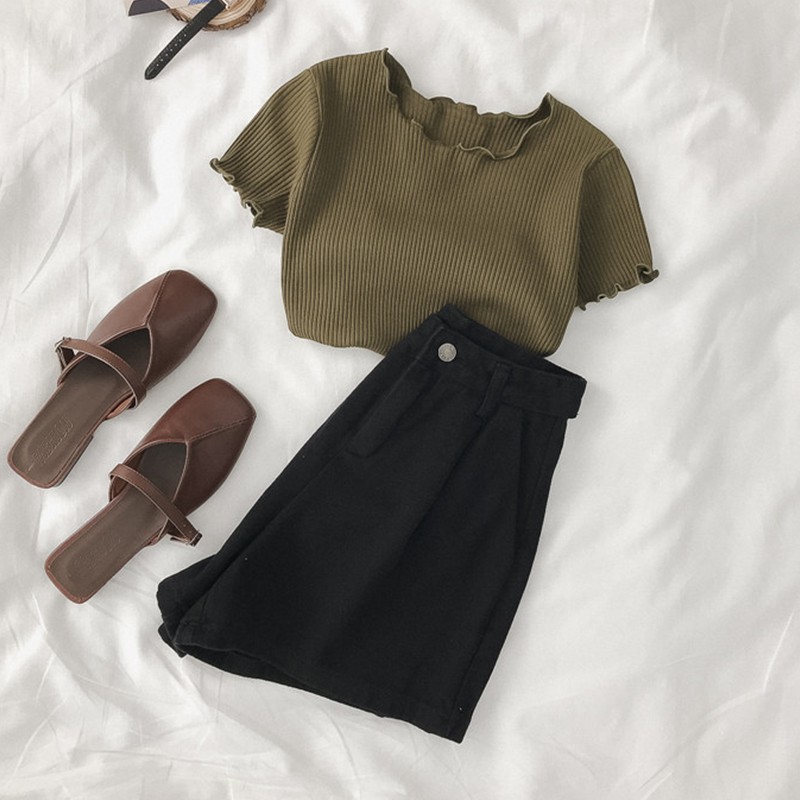 Quần Đùi Denim Lưng Cao Thời Trang Dành Cho Nữ | BigBuy360 - bigbuy360.vn