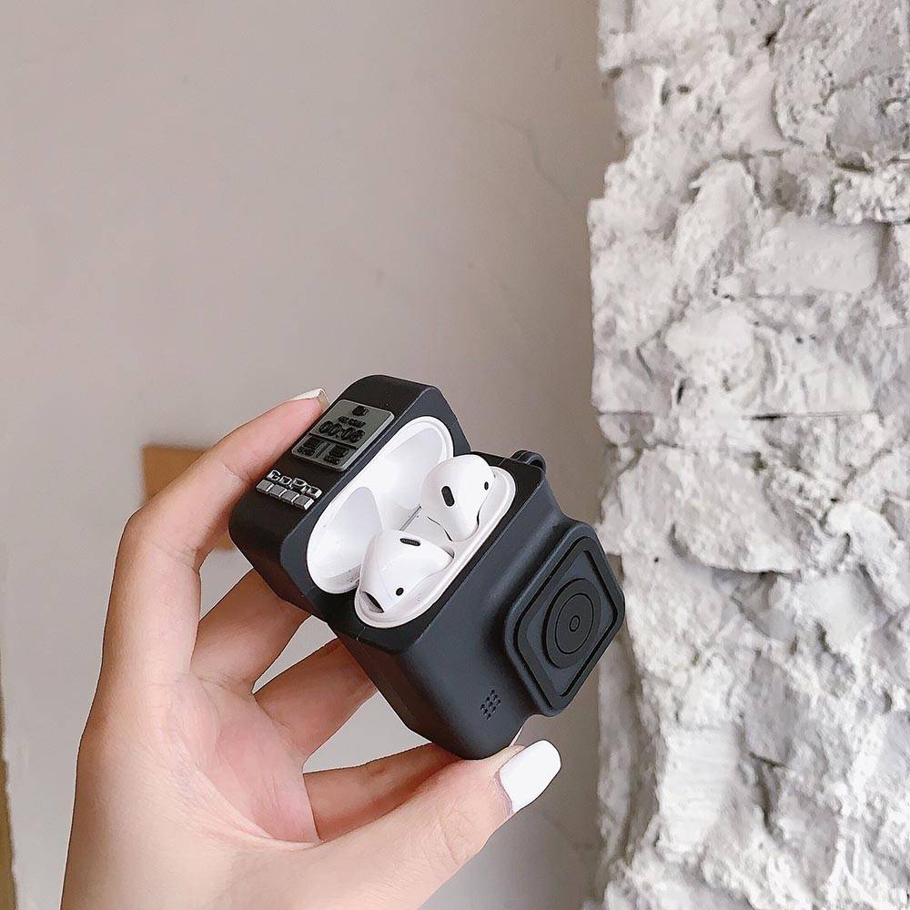 Vỏ bảo vệ hộp sạc tai nghe không dây phối hình máy ảnh bằng silicon chống rơi thích hợp cho Airpods 3 1/2/3 2021 Pro