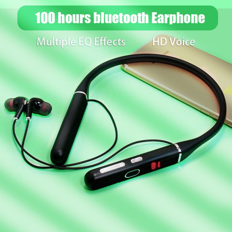 【11.11 LIMITED TIME DISCOUNT】Tai Nghe đeo Cổ Tai nghe không dây âm thanh stereo 100 giờ có thẻ và micro tiện dụng