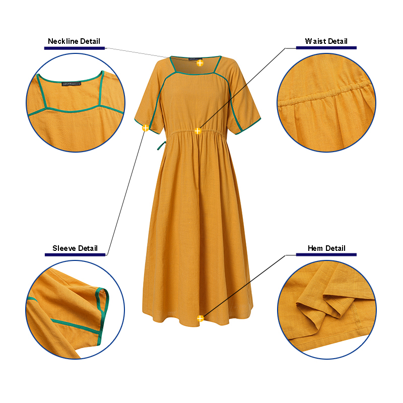 Đầm Nữ ZANZEA Dáng Dài Tay Ngắn Phong Cách Vintage Thời Trang
