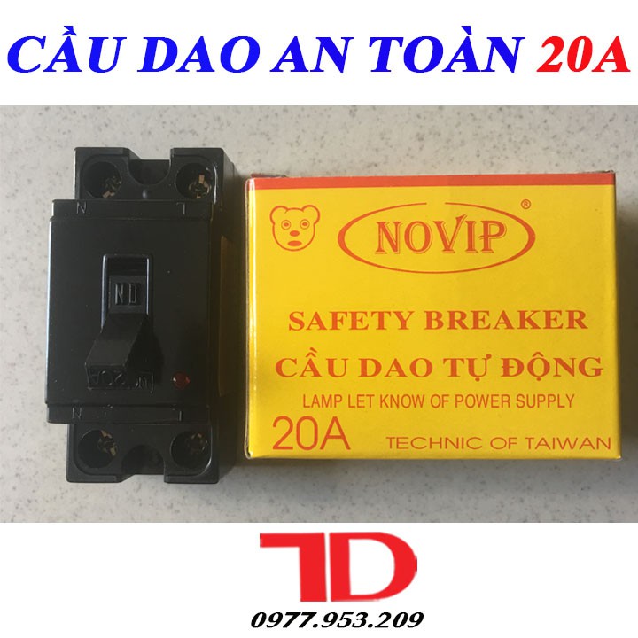 Cầu Dao An Toàn NOVIP 20A, CB An Toàn