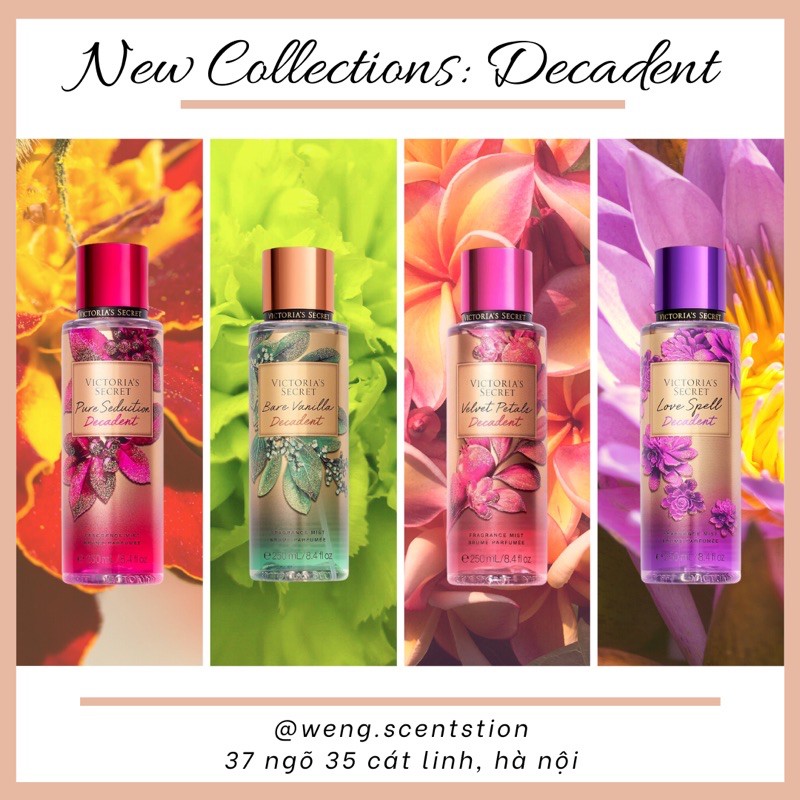 Xịt thơm toàn thân Victoria's Secret Limited Edition: Love Spell/Velvet Petals/Pure Seduction/Bare Vanilla Decadent