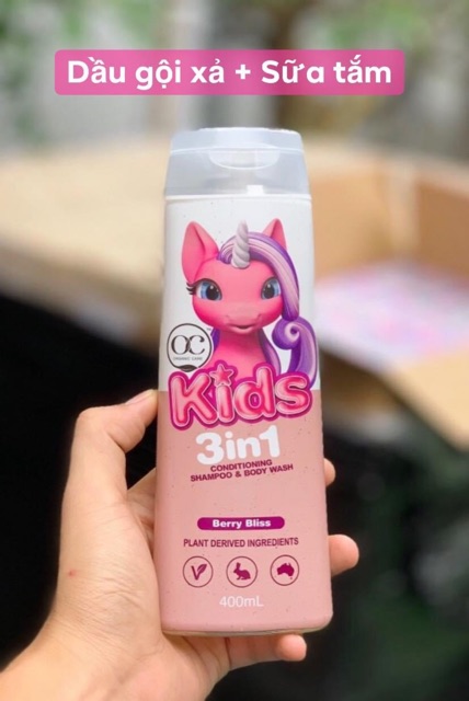 Tắm gội xả OC kids 3 in 1 shampoo conditioning and body wash 400ml