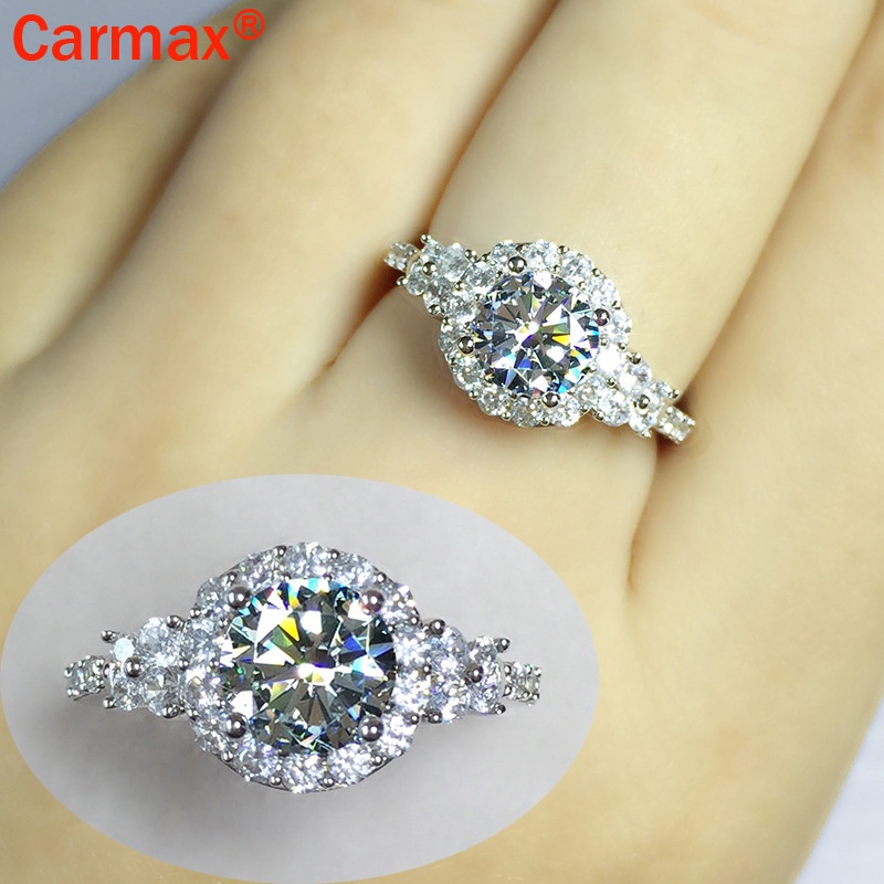 Nhẫn đính đá moissanite sang trọng 2 karat cao cấp