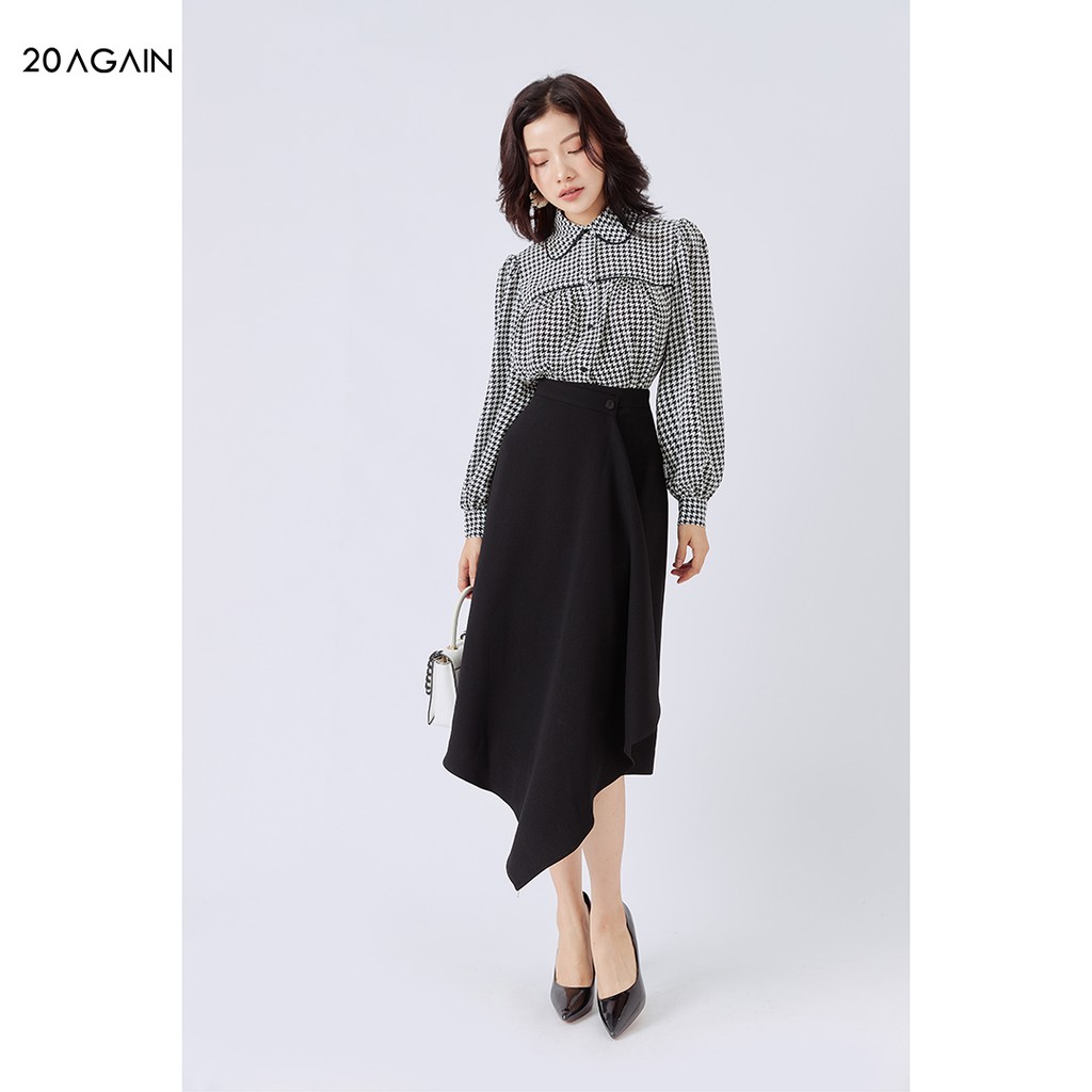 Áo sơ mi nữ dài tay cổ đức 20AGAIN, thiết kể công sở vải voan cao cấp ASA1775