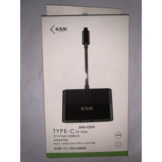 BỘ CHUYỂN TYPE-C RA USB 3.0 + VGA SSK SHU-C025