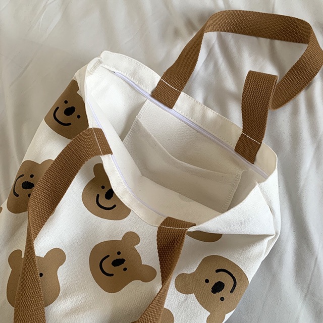 Túi tote gấu nâu vintage ulzzang (có sẵn, hình thật)