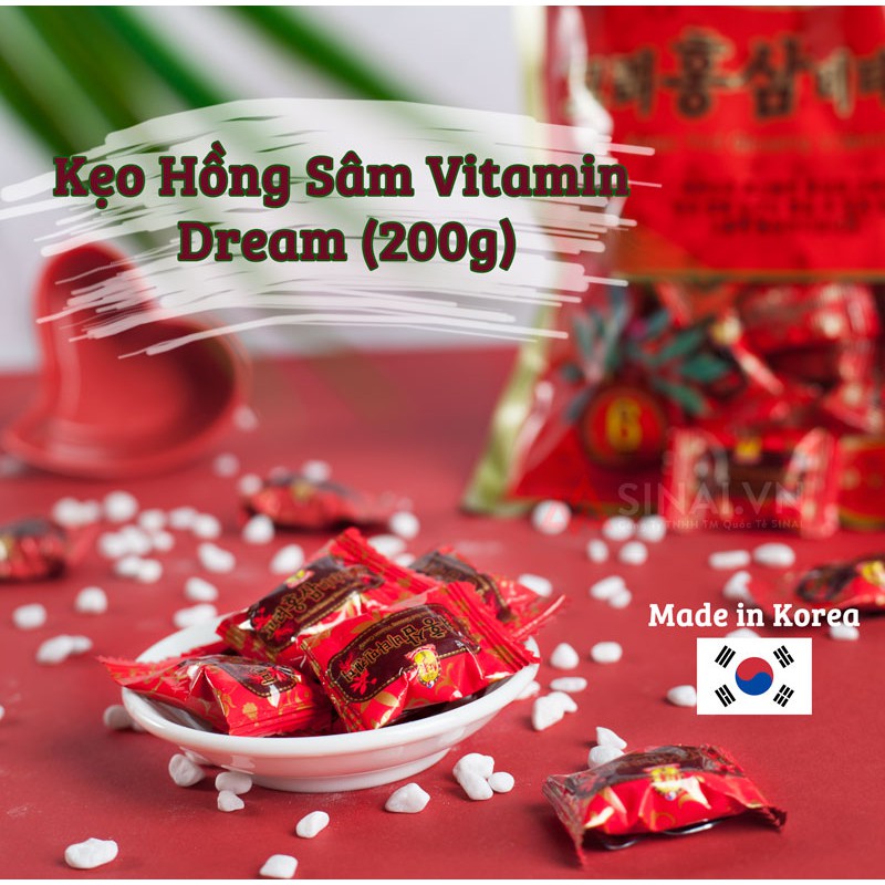 [HCM] kẹo Hồng Sâm vitamin Hàn Quốc 200g/gói RẤT TỐT CHO SỨC KHỎE kẹo sâm