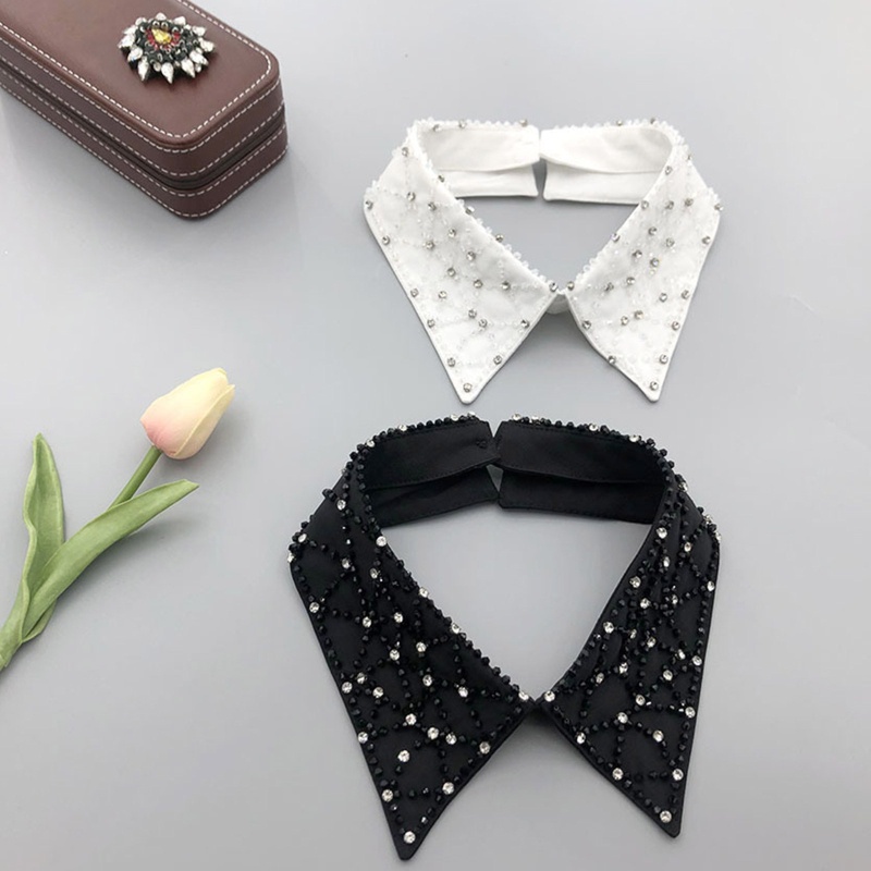 Cổ Áo Sơ Mi Giả Có Thể Tháo Rời Màu Trắng/ Đen Thời Trang Cho Nữ