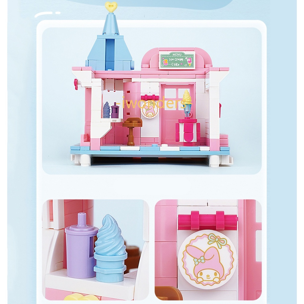 Sanrio Đồ Chơi Lắp Ráp Ngôi Nhà Kem Hello Kitty Kids education toys