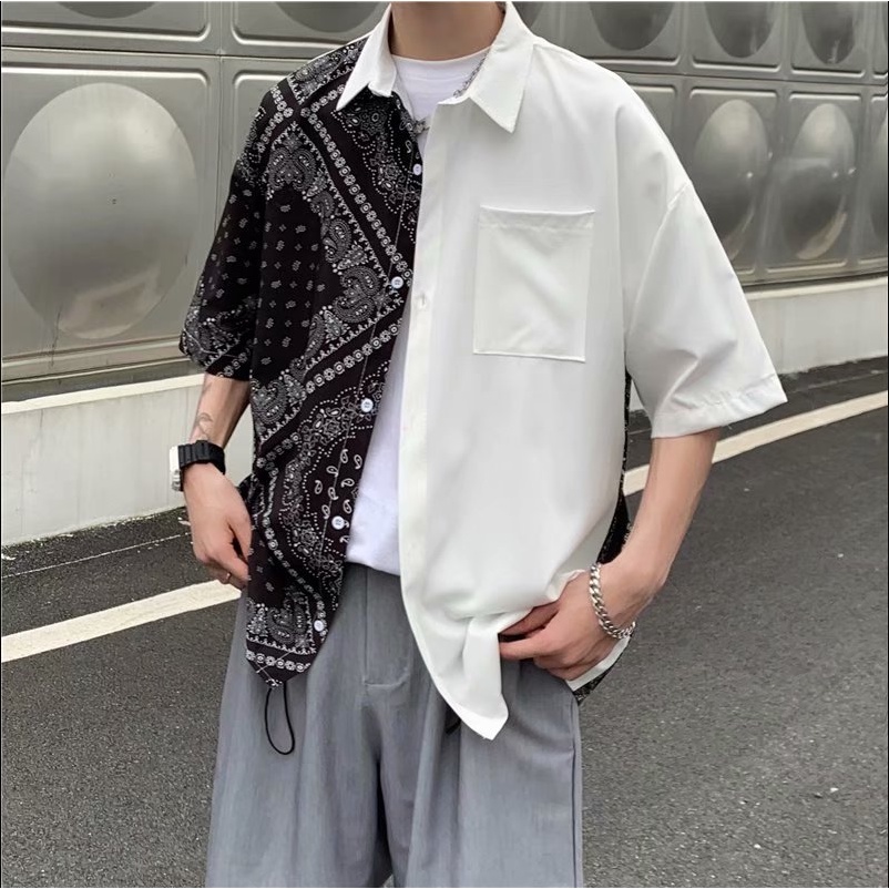 áo sơ mi nam Phối Màu áo sơ mi caro nữ Thời Trang Áo Sơ Mi Ngắn Tay phong cách Hàn Quốc sơ mi nữ form rộng fashion áo sơ mi lụa nam áo sơ mi nữ