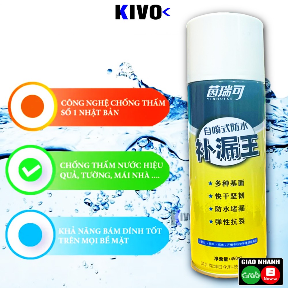 Bình Xịt Chống Thấm Đa Năng Nội Địa Trung Yinruike 450Ml - Chai Xịt Chống Thấm Dột Nước Tường,Trần Nhà ,Mái Nhà,..- Kivo