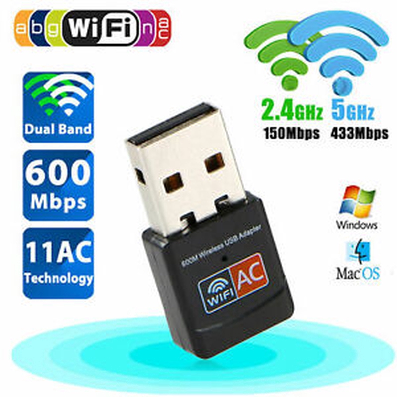 USB thu phát wifi cho máy tính 600Mbps 802.11ac/a/b/g/n 5/2.4G