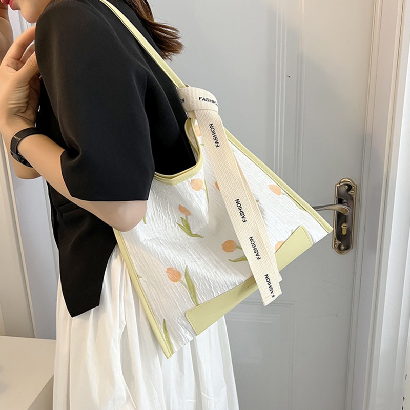 Youyo Túi Xách Tote Đeo Vai Cỡ Lớn Thêu Hoa Tulip Đẹp Mắt Cho Nữ