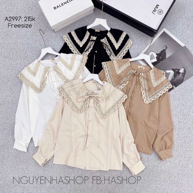 Áo sơ mi cổ ren Bigsize 55 đến 90 ký