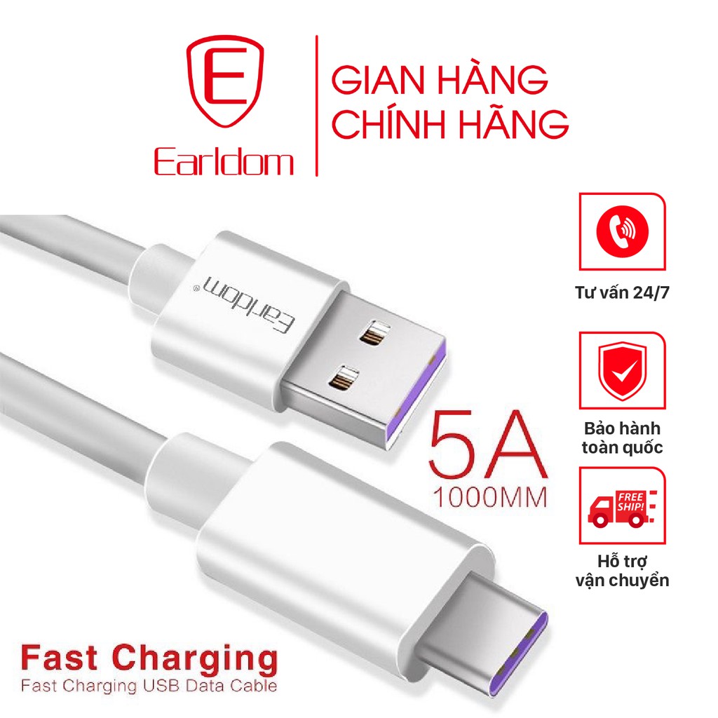 Cáp sạc siêu nhanh 5A Earldom EC-080 chính hãng