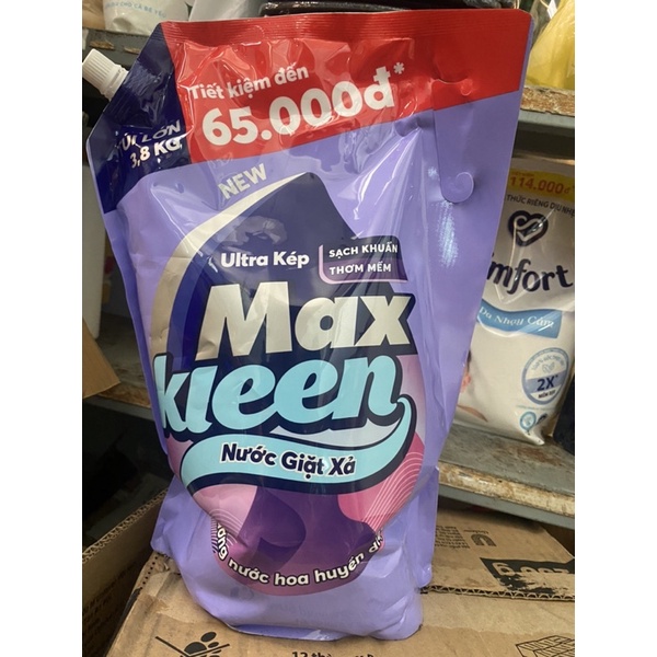Nước giặt xả quần áo 2in1 MAXKLEEN 3,8kg