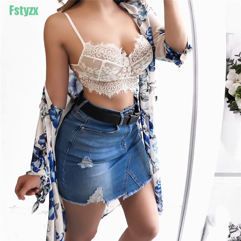 fstyzx Sexy Women Lace Padded Bra Crop Tops Summer Strappy Bustier Bralette Corset Vest | WebRaoVat - webraovat.net.vn