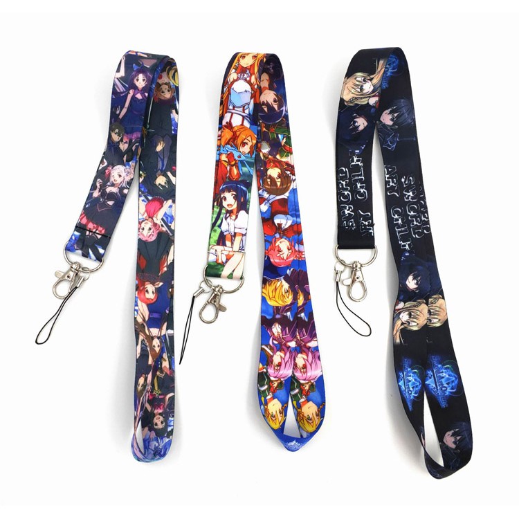 3 màu Sword Art Online Lanyard Dây buộc chống thất lạc Dây buộc thể thao chống rơi Dây buộc đeo cổ Dây buộc tai nghe Bluetooth Dây buộc