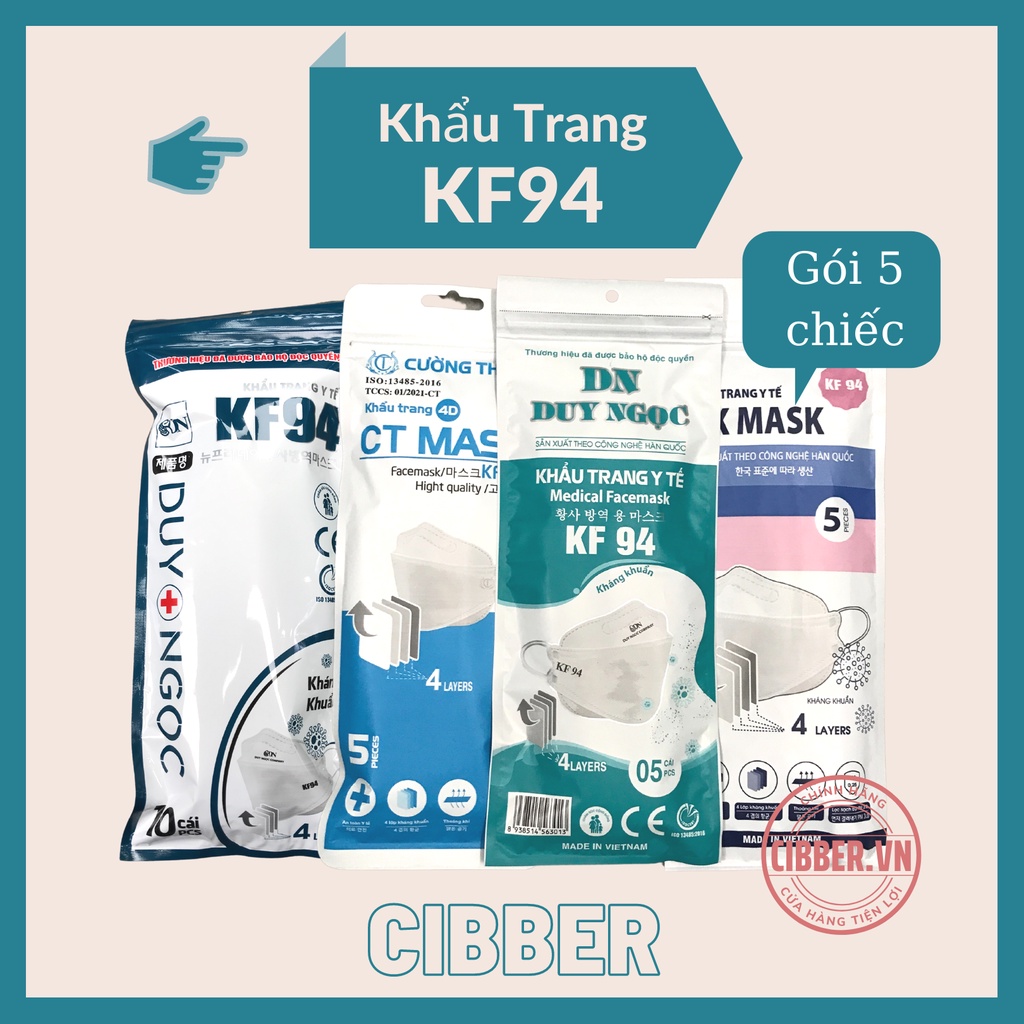 Khẩu Trang Y Tế KF94 (Chữ Tiếng Việt) - Kháng Khuẩn, Chống Bụi Mịn PM 2.5