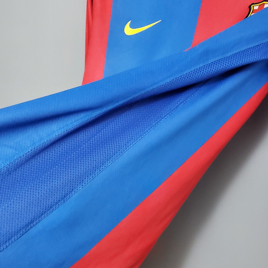 06-07 barcelona dài tay trang chủ retro bóng đá jersey bóng đá barca vintage jersey