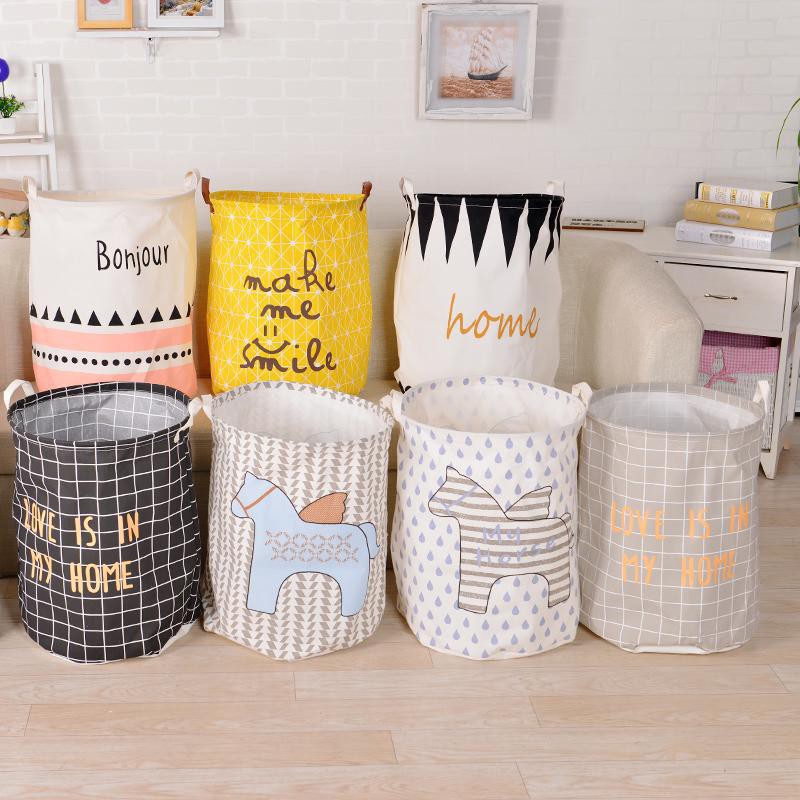 Giỏ vải đựng đồ, sọt vải gấp gọn đựng quần áo đồ chơi phong cách bắc âu