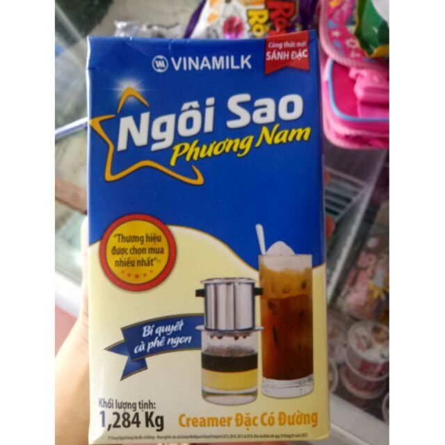 Sữa đặc Ngôi Sao Phương Nam xanh biên-Hộp giấy 1284g