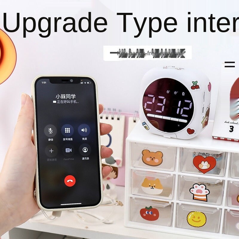 Loa Bluetooth không dây mini kiêm đồng hồ hoạt hình dễ thương đa năng