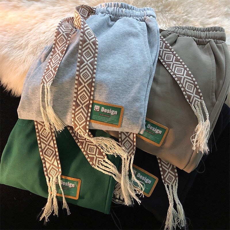 Quần Jogger Ống Rộng Logo Bo Gấu Nam Nữ Chất Nỉ Ngoại Dày Dặn Unisex (Ảnh thật/Có sẵn)