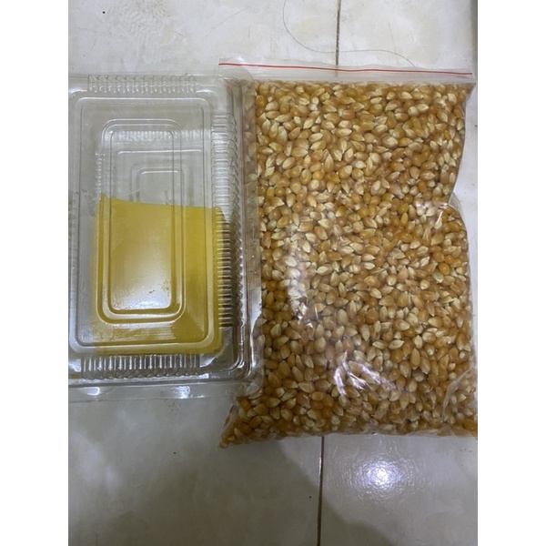 Sét làm bắp rang bơ thơm ngon tự làm tại nhà gồm 1kg ngô, 300g bơ