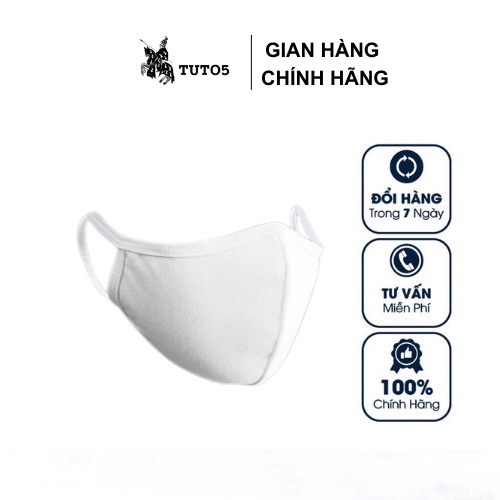 Khẩu trang vải dệt kim TUTO5 thời trang 2 lớp trắng/đen người lớn kháng khuẩn, khử mùi, tái sử dụng 30 lần Nhật Bản