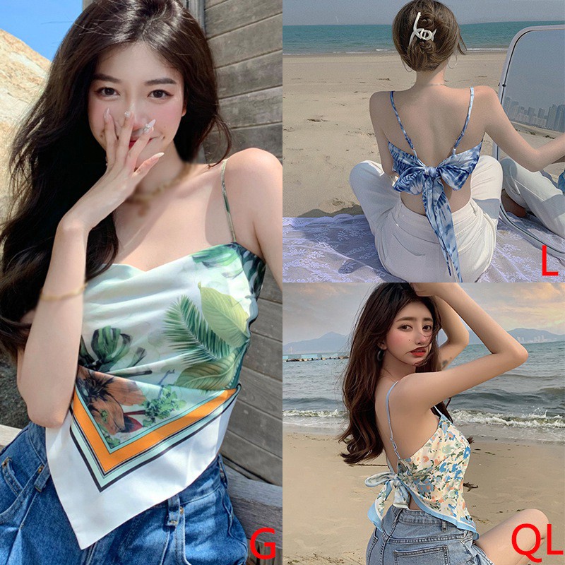 Áo CropTop Hai Dây Hở Lưng Thời Trang Nữ Quyến Rũ