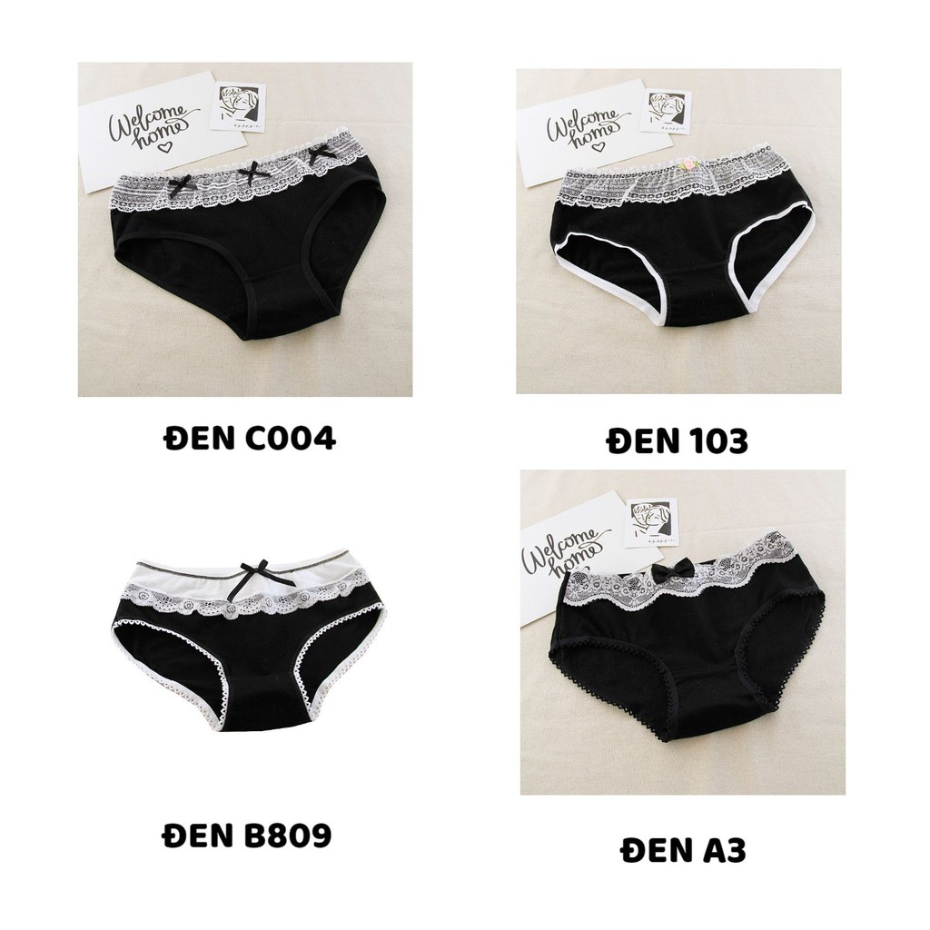 Quần Lót Nữ Cotton Kháng Khuẩn Set 4 chiếc Tông Đen Nữ tính gợi cảm tôn dáng SetDen4 | BigBuy360 - bigbuy360.vn